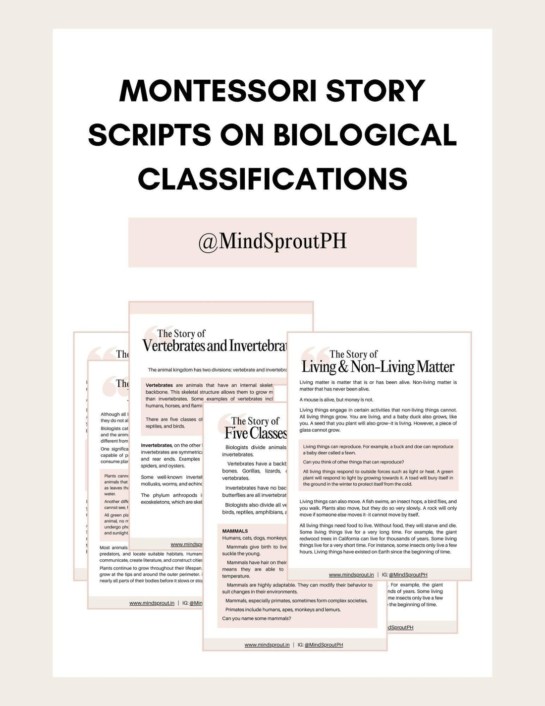 Free Montessori Stories on Biological Classification - Hometessori