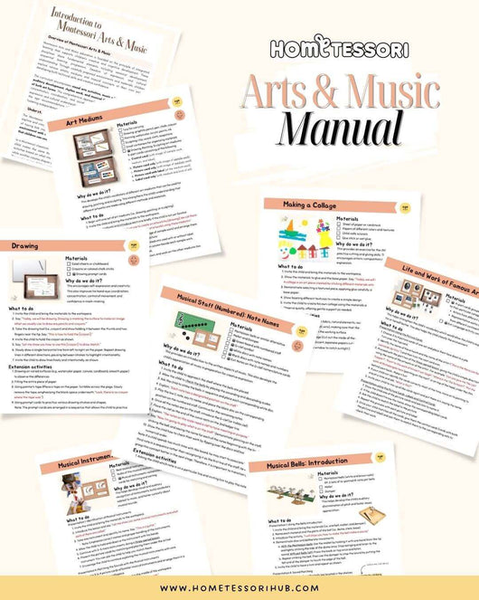 Hometessori Arts and Music Manual & Print Kit - Montessori Arts and Music Album and Printables