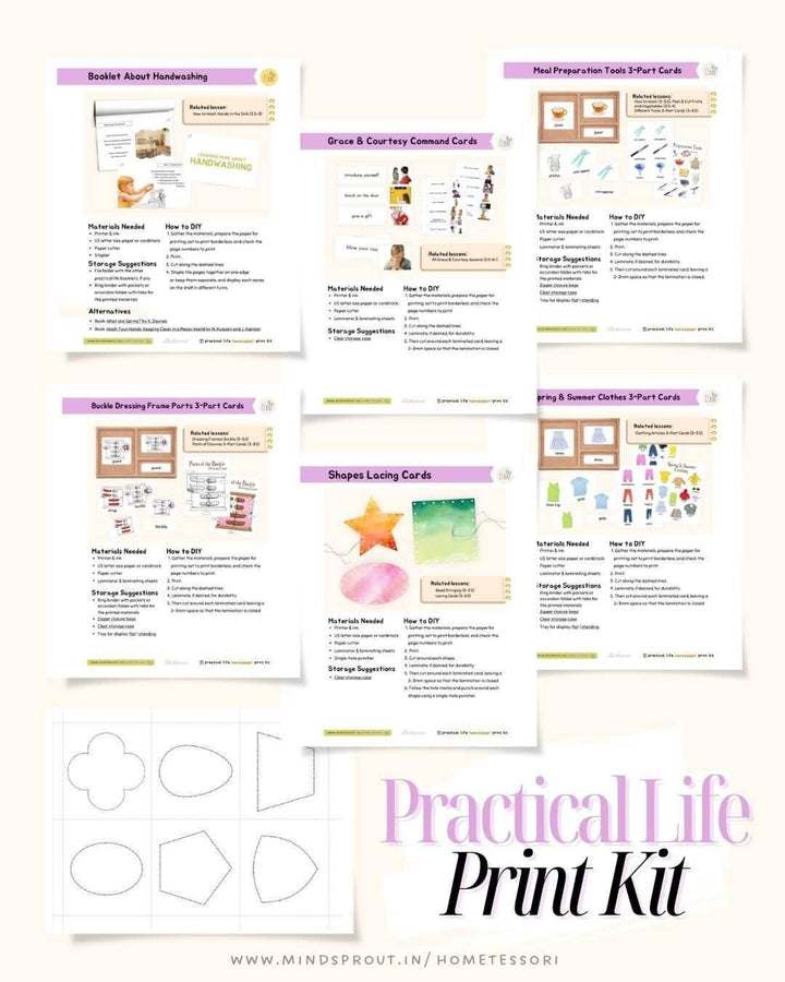 Hometessori Practical Life Manual & Print Kit (3-6) - Hometessori