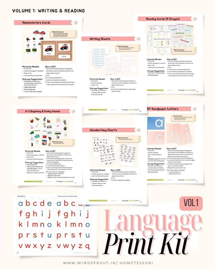 Hometessori Language Manual & Print Kit (3-6) - Hometessori