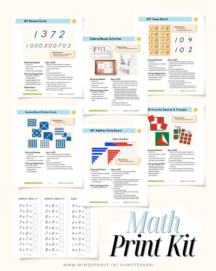 Hometessori Math Manual & Print Kit (3-6) - Hometessori